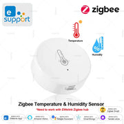 Zigbee Temperature & Humidity Sensor, white round indoor thermometer for home automation by Simples Market.