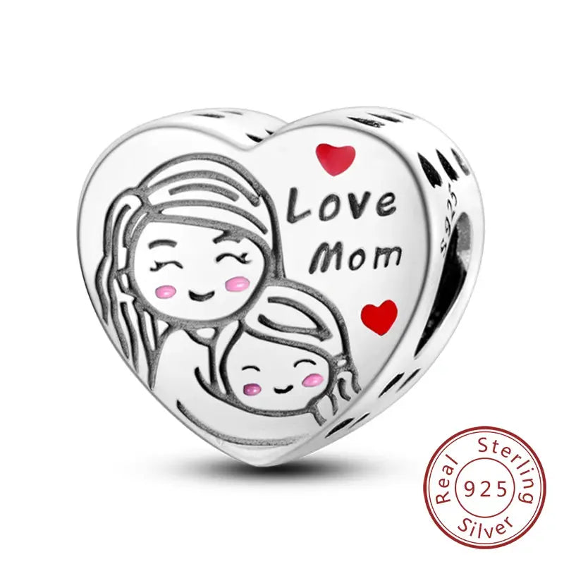 925 Sterling Silver Charms Beads Forever Love Heart Dangle For Bracelet Women Jewelry Gift Sister Family Life