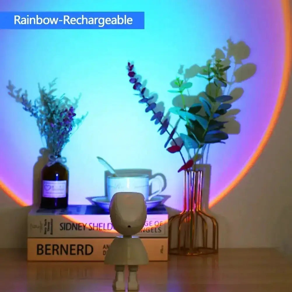 Rechargeable Astronaut Robot Rainbow Projection Lamp For Bedside Decor