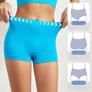 Women's seamless blue boyshort panties with anti-chafing design, stretchy and soft sports underwear