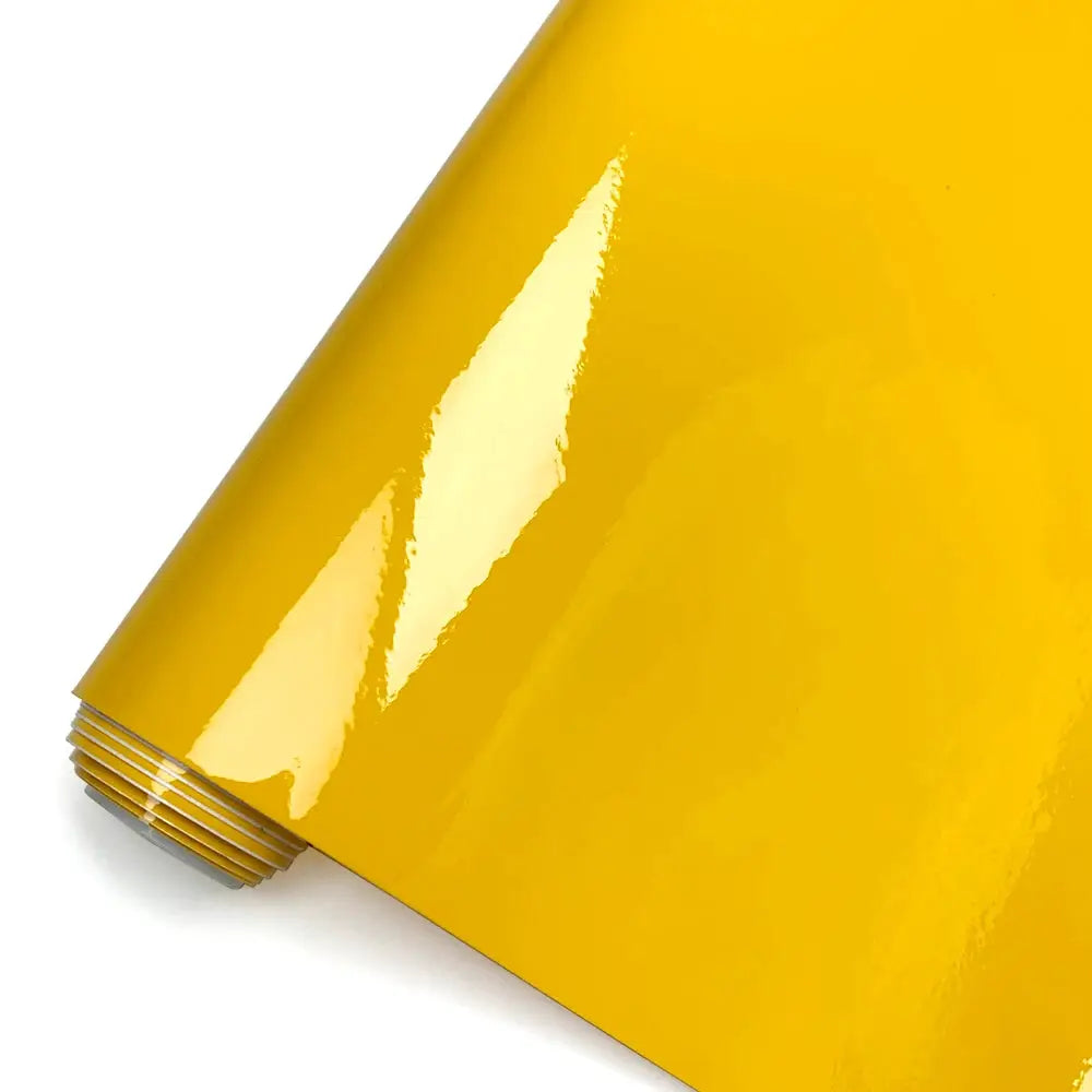 Car wrap vinyl roll, glossy yellow, waterproof finish