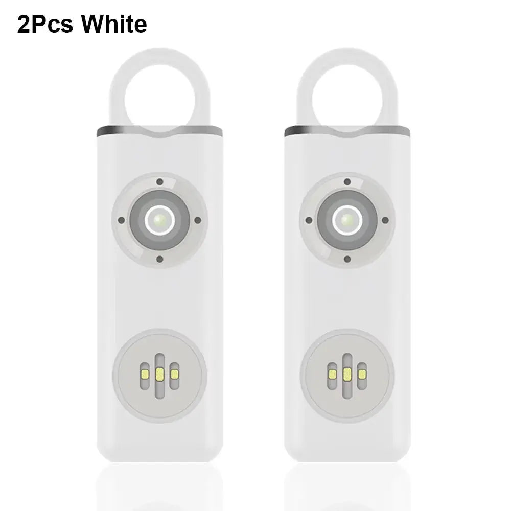 2-pack Hollarm white self-defense personal alarm keychains with LED light and 130dB siren
