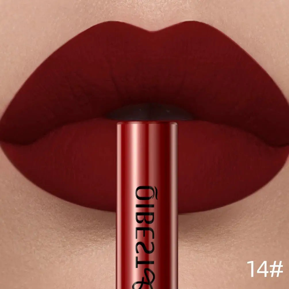 QIBEST Matte Liquid Lipstick Waterproof Long Lasting Velvet Lip Gloss Tint Tube Matte Nude Pigment Red Lipgloss Lips Makeup - Simples Market