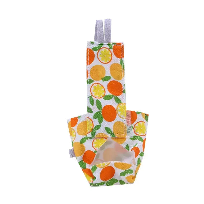Parrot diaper with bowtie, colorful citrus fruit print, washable bird clothing by Simples Market