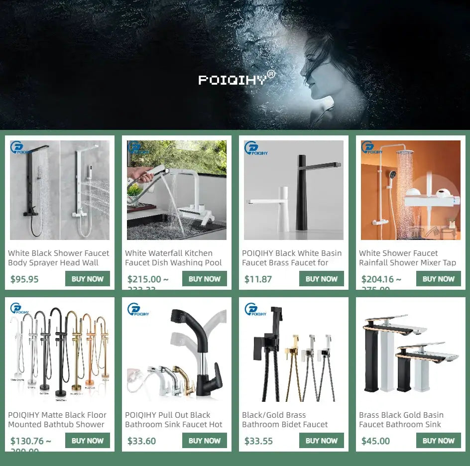 White smart sensor basin faucet collage; 12 bathroom faucets and fixtures