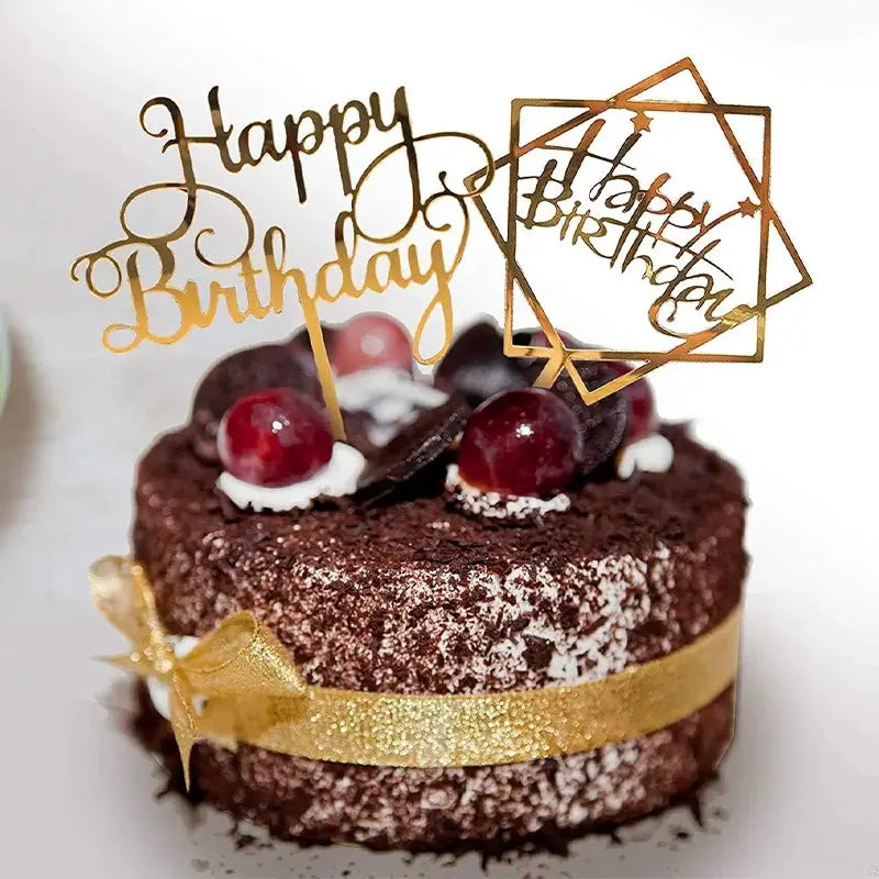 Happy Birthday Cake Toppers 14cm Acrylic Letter Set 10 or 20 Pcs Black Party Supplies Cake Decorations