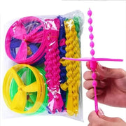 Twenty Piece Colorful Bamboo Dragonfly Plastic Hand Push Flying Toys For Kids Party Favors And School Goodie Bags