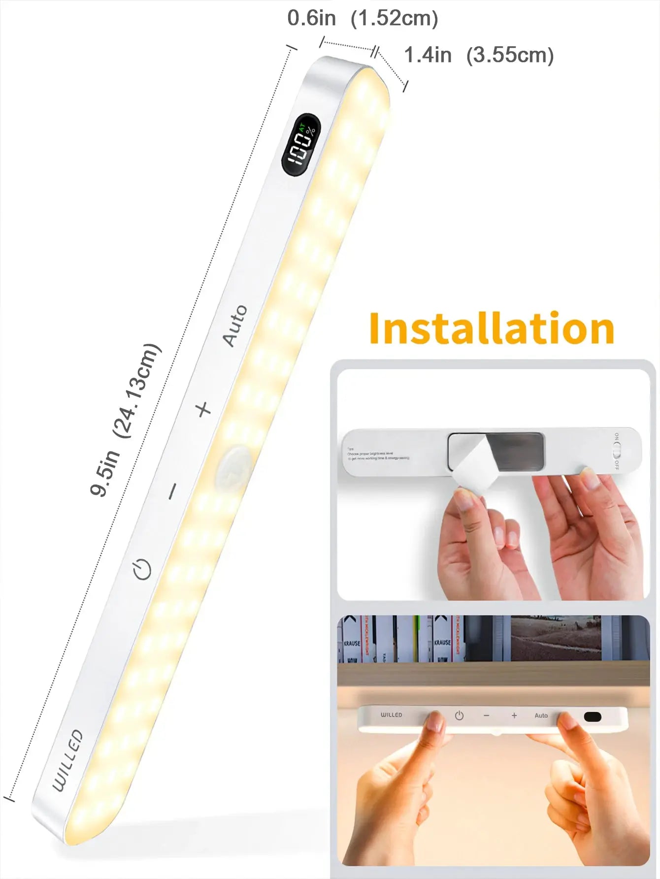 Simples Market WILLED warm-light motion-sensor cabinet light bar with 60 LEDs and rechargeable battery