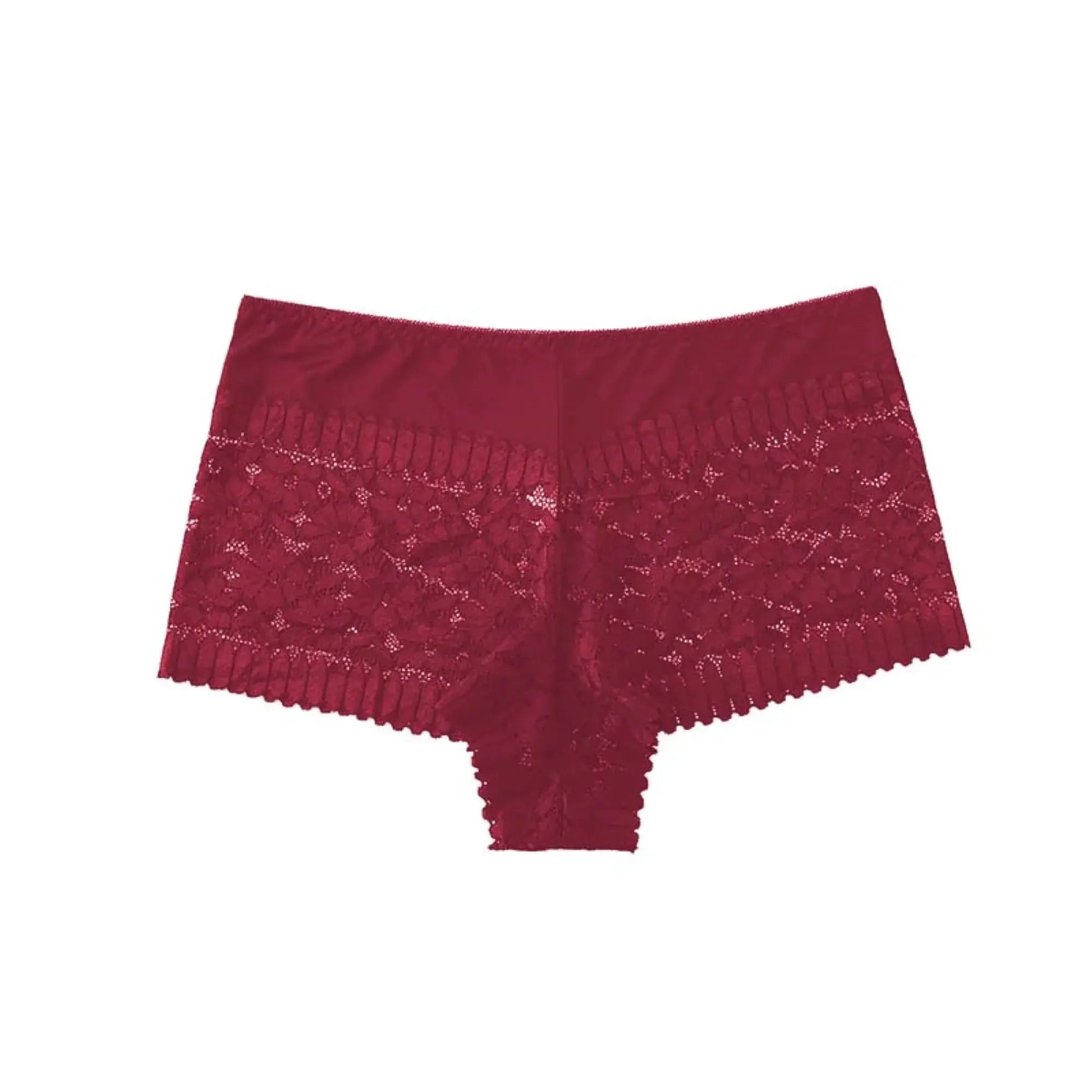 Sexy lace high-waist panties by Simples Market, burgundy, breathable underwear