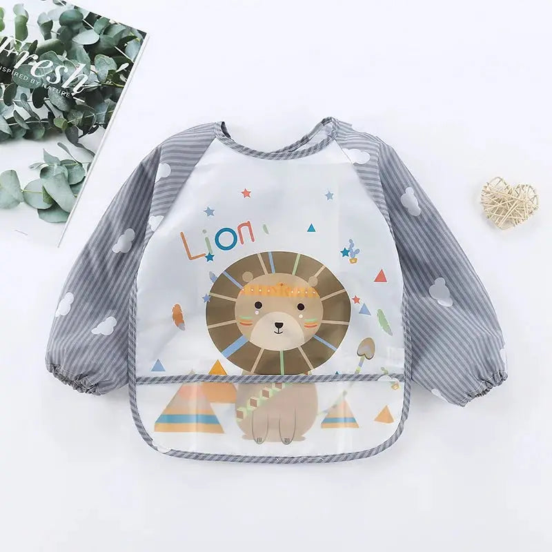 Waterproof EVA Full Sleeve Baby Bibs For Kids Long Sleeve Feeding Smock Apron Eating Breastplate Infant Clothing