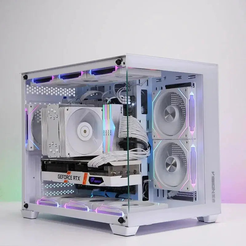 LDPCSJ Prism 4RS white ARGB PC case with glass side, infinity mirror RGB fans, Simples Market