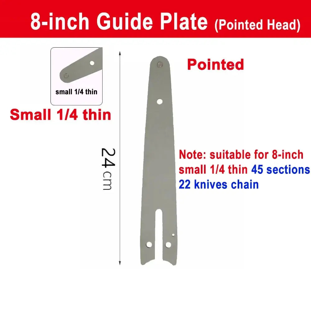 8 Inch Electric Chainsaw Bar Replacement One Quarter Inch Pitch With 22 Knives And 45 Link Chain For Garden Tools