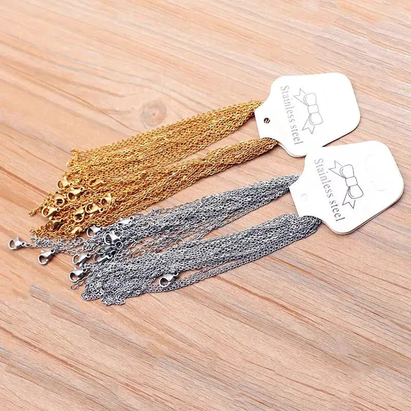 10 Pieces Gold Color Stainless Steel Link Chains 45 Plus 5cm Adjustable Wholesale Necklaces Chokers DIY Jewelry