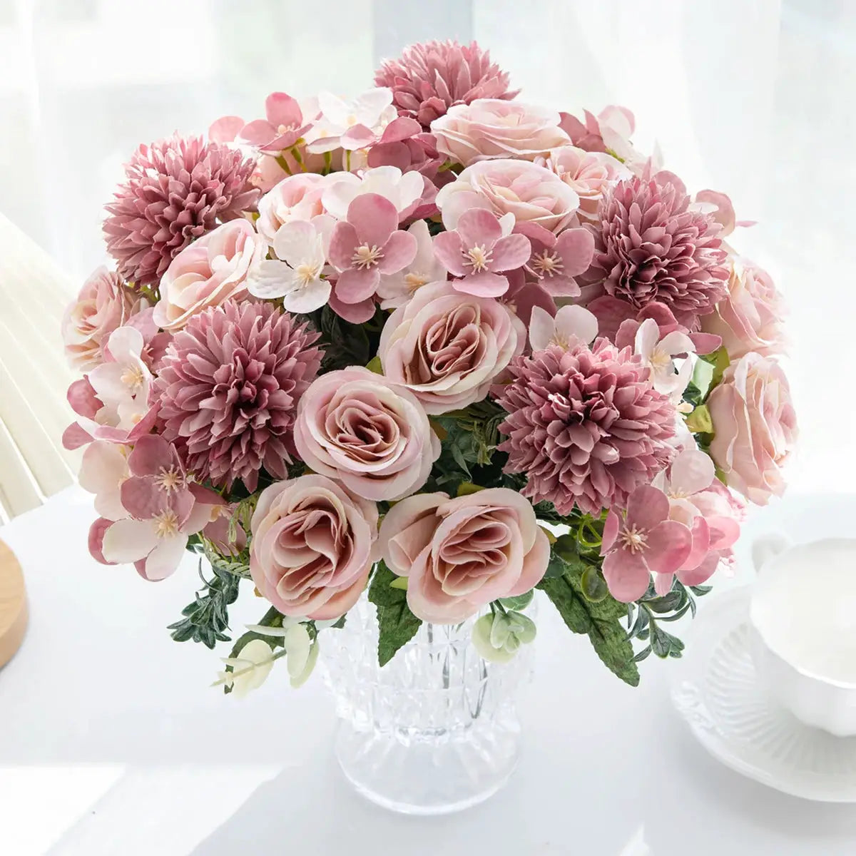 One Piece Silk Flower Bouquet Roses Peonies Hydrangeas Carnations For Home Decor Wedding Party