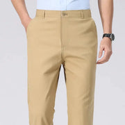 Men's chino pants by Simples Market in tan, lightweight business casual trousers with pockets