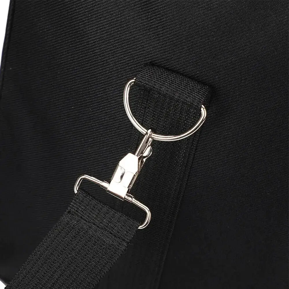 Gym duffle bag Simples Market, black fabric with metal strap hardware