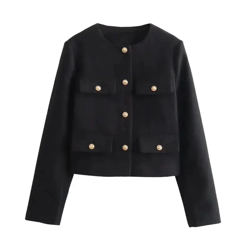 HXAO Autumn Long Sleeve Cropped Jacket Demi Season Layering For Casual Elegant Style