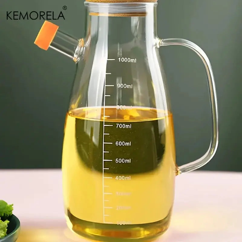 KEMORELA Glass Olive Oil Bottle 1 Pack Leak Proof Container For Kitchen And Outdoor Use