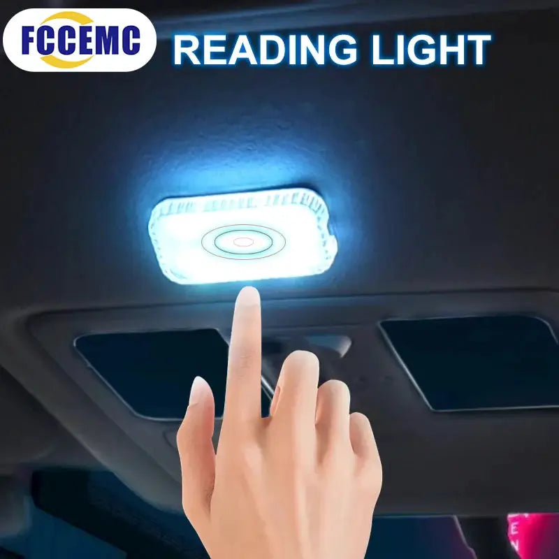 Mini Wireless LED Car Interior Light With Touch Control USB Rechargeable For Door Panels Footwells Trunk Ceiling Roof
