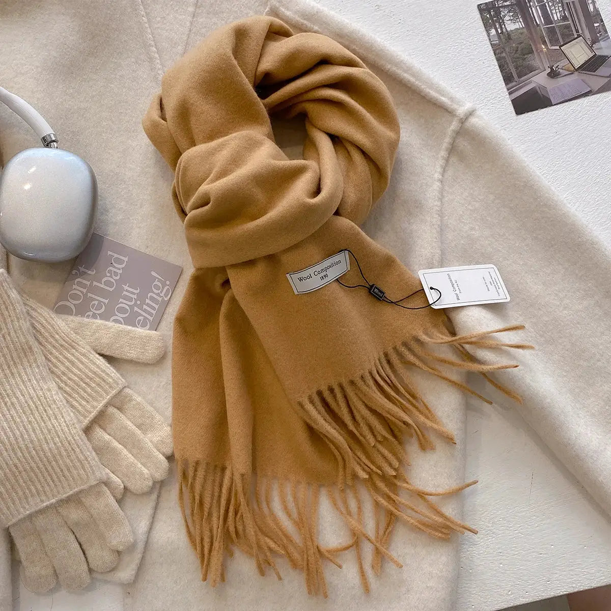 LuxeWeave 26 Color Winter Scarf for Women Long 175 Centimeters Premium Polyester with Tatting Weave Cozy Warmth