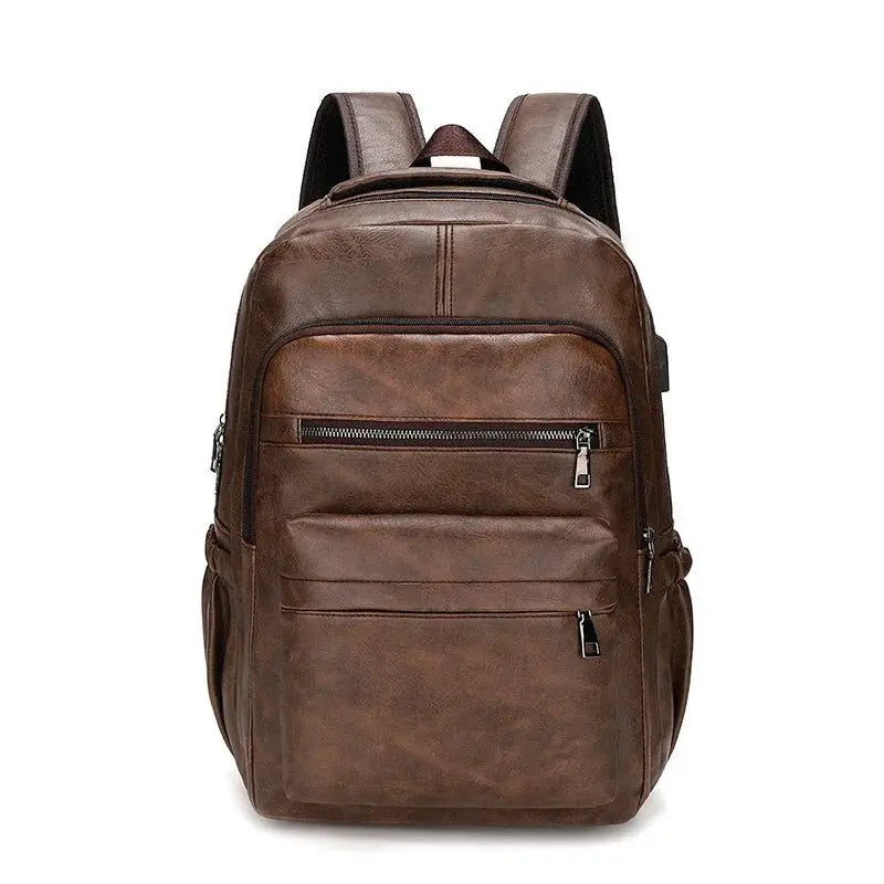 Professional USB Charging PU Leather Backpack - Simples Market