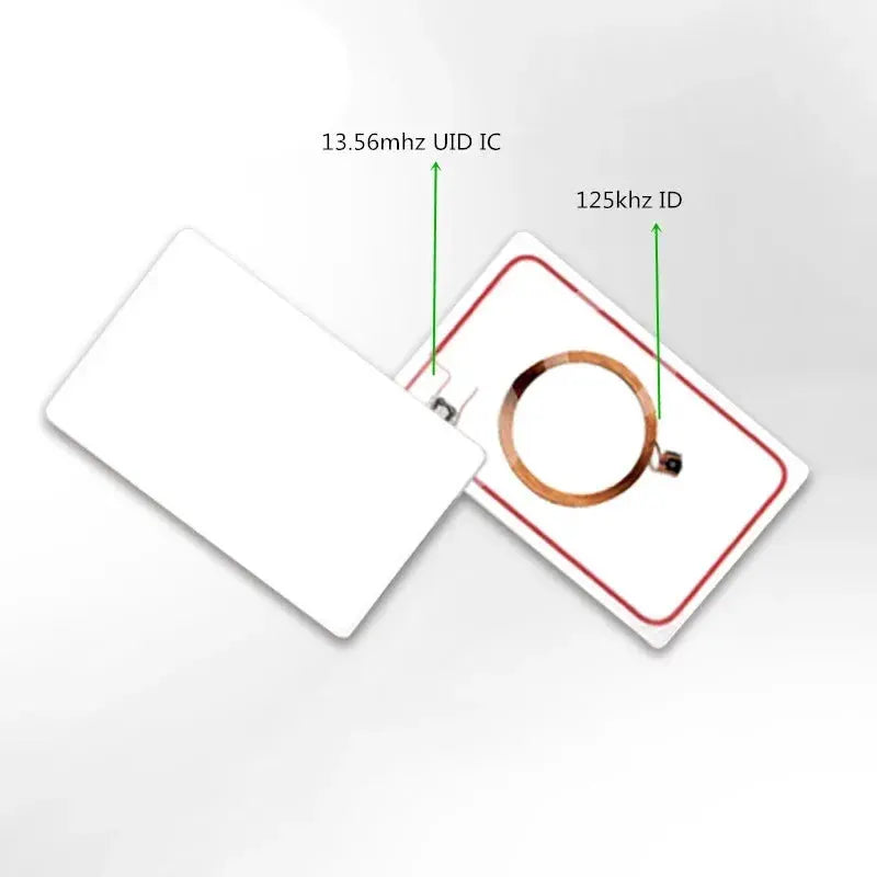 Simples Market pair of white rewritable UID/ID key cards with dual RFID 125kHz + 13.56MHz