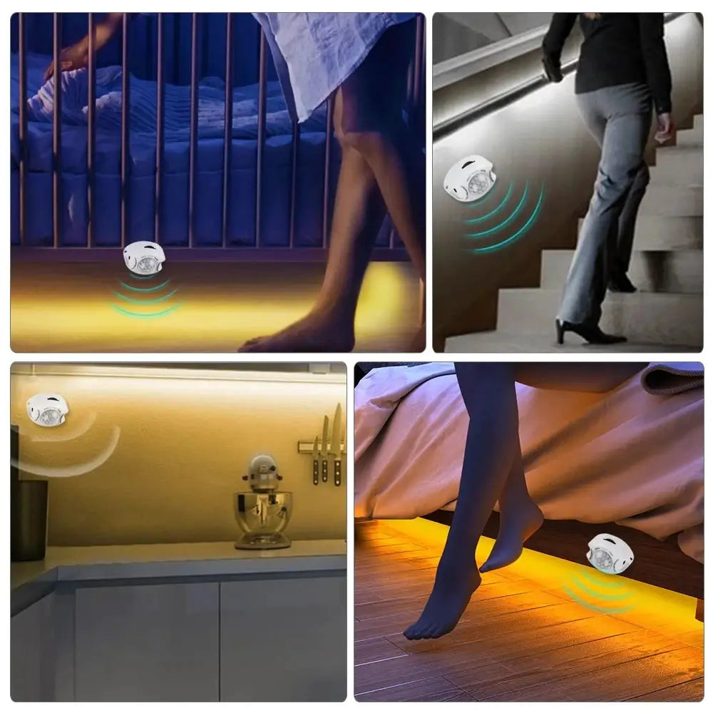 Simples Market motion-sensor LED strip under-cabinet light, flexible, warm white glow, 12V DC US/EU power adapter