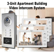 ANJIELO 3-Unit White Home Video Intercom System with RFID Card Unlock