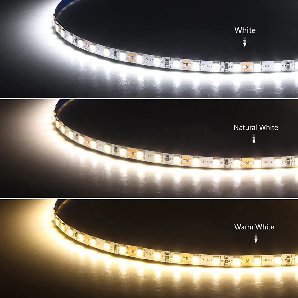 Simples Market Dupont COB/2835SMD LED strip light, high-density 12V tape for closets; white, natural white, warm white.