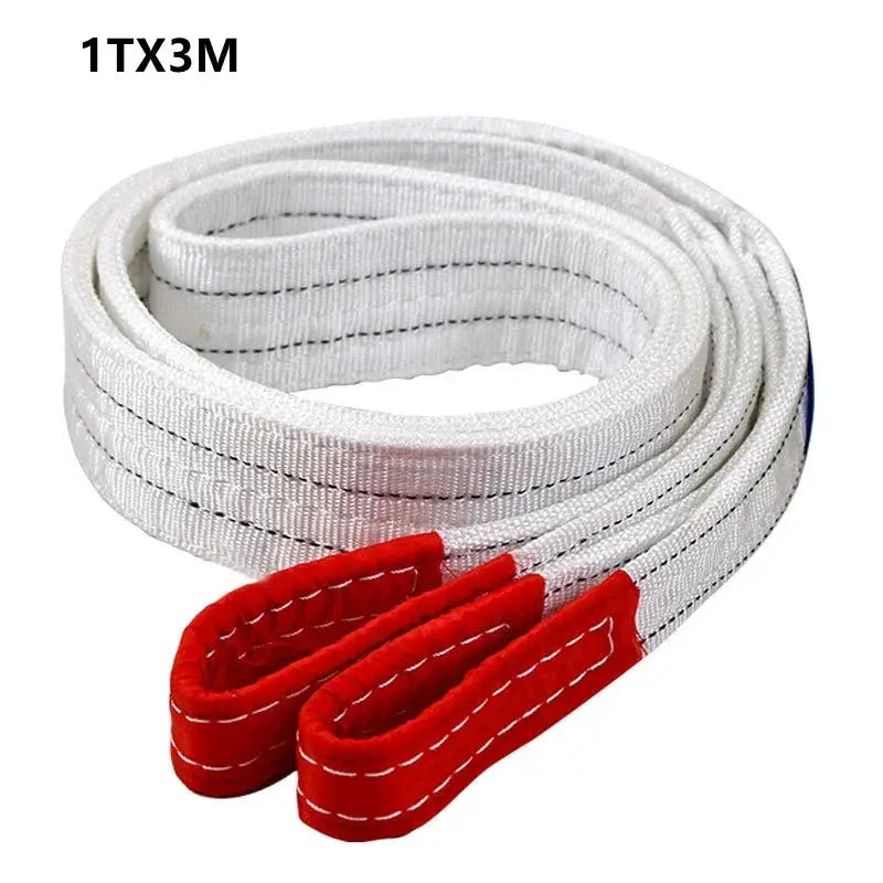 Industrial Lifting Belt Wear Resistant White Flat Lifting Belt For Crane Hoisting Cargo Polyester 1Tx3M 1Tx1M 2Tx1M