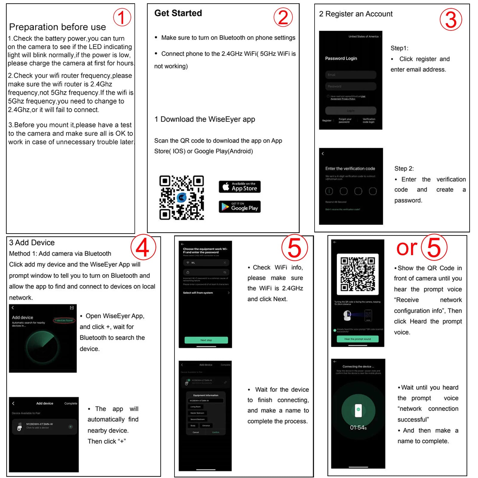 XVIM 1080P Solar Security Camera setup manual pages by Simples Market, wireless WiFi and solar powered notes