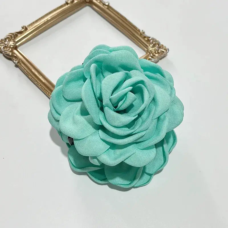 Maison Rose French Fabric Rose Hair Claw Clips Durable Plastic With Delicate Floral Pattern For Women And Girls