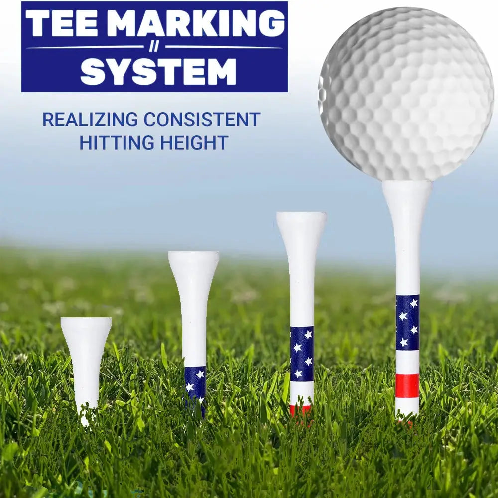 50 Pcs American Flag Bamboo Golf Tees Set Durable Eco Friendly Practice Tees Two Lengths Included
