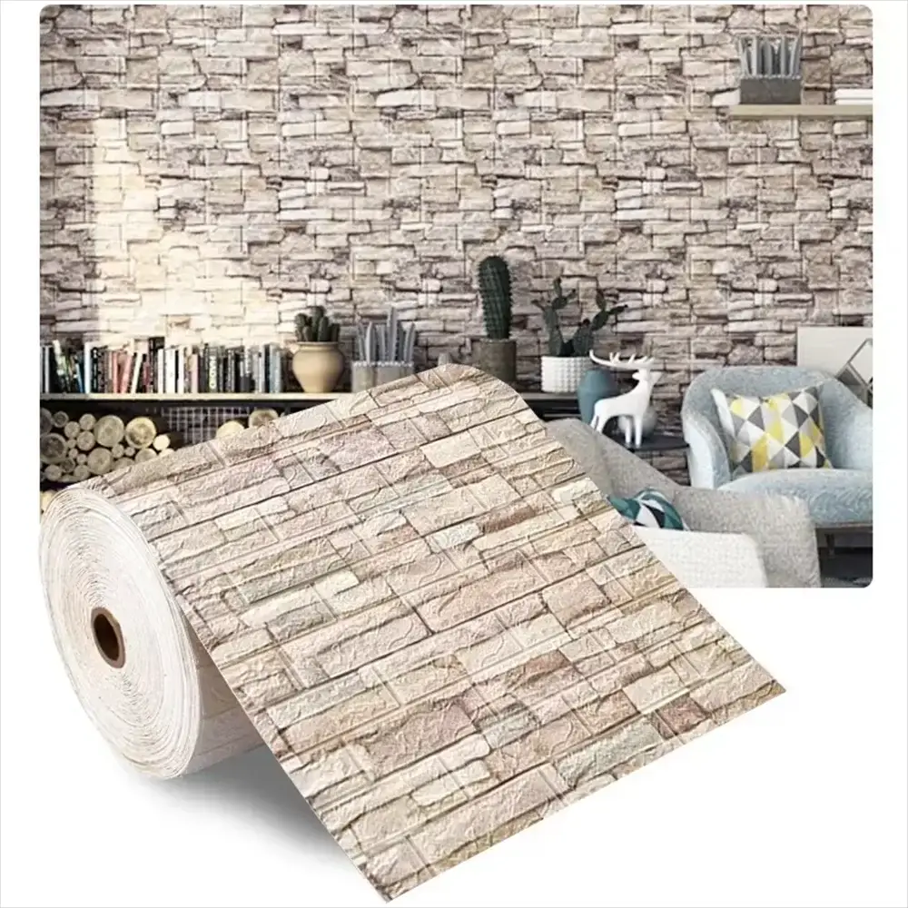 3D Self Adhesive Brick Wallpaper 70cm 1m 5m 10m Waterproof XPE Foam Wall Sticker Living Room Bedroom Children Decor