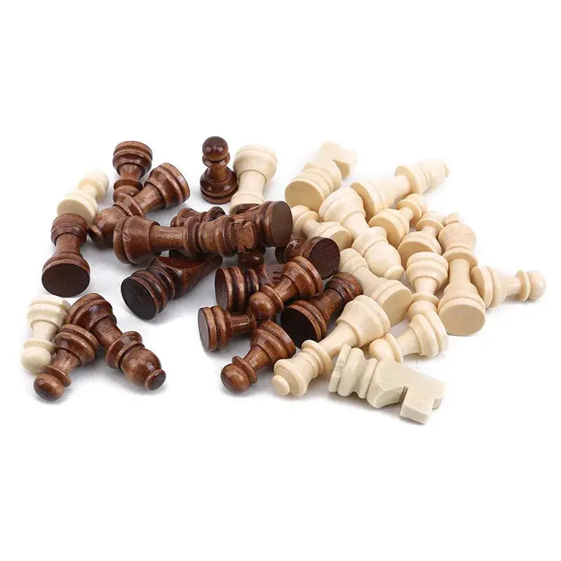 32 Piece Chess Set Complete Chessmen International Style Wood and Resin Pieces for Entertainment Accessories