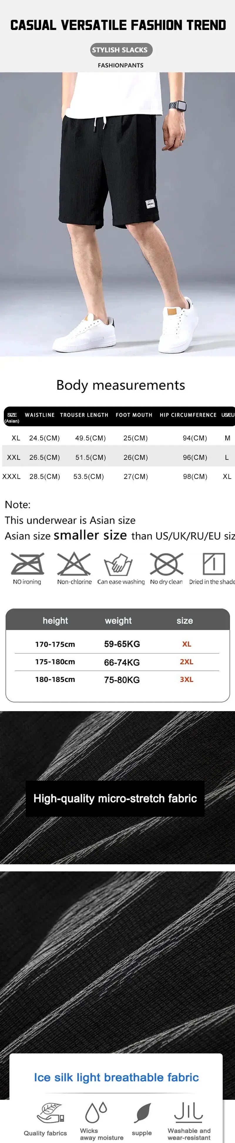 Simples Market Lce Silk Shorts for men, black, with drawstring waist and loose straight-leg