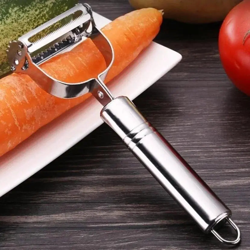 ChefMaster 2 In 1 Stainless Steel Peeler And Grater With Julienne Slicer For Quick Vegetable And Fruit Prep