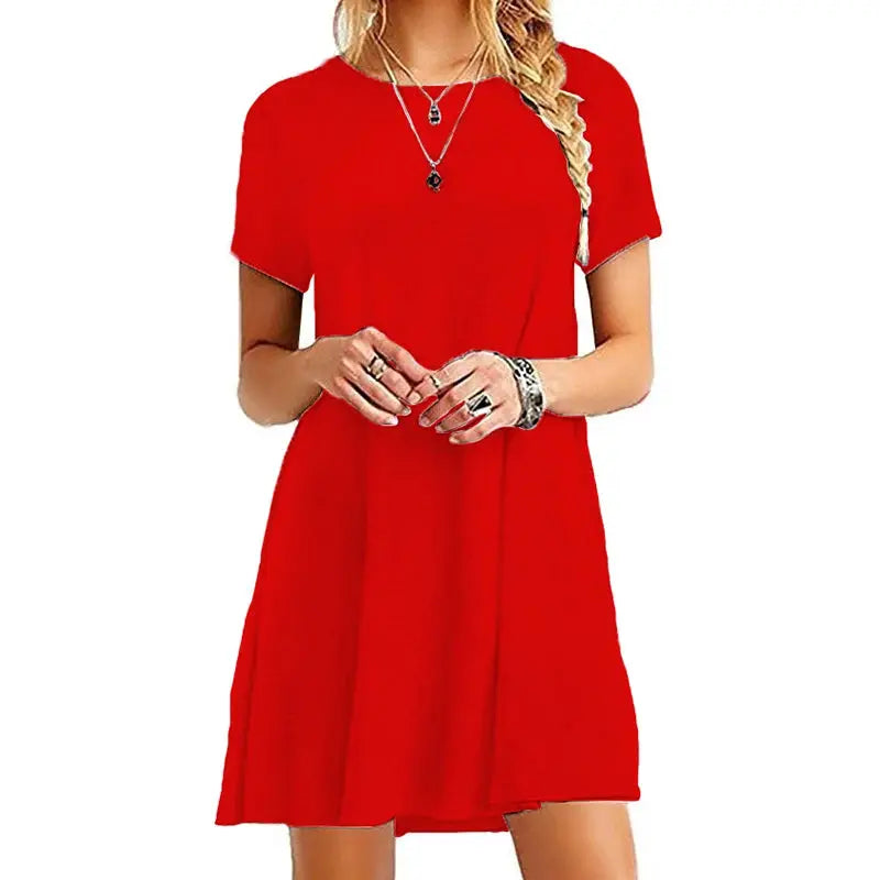 Instylis Women Casual Vintage O Neck Print Loose Mini Dress Sundress
