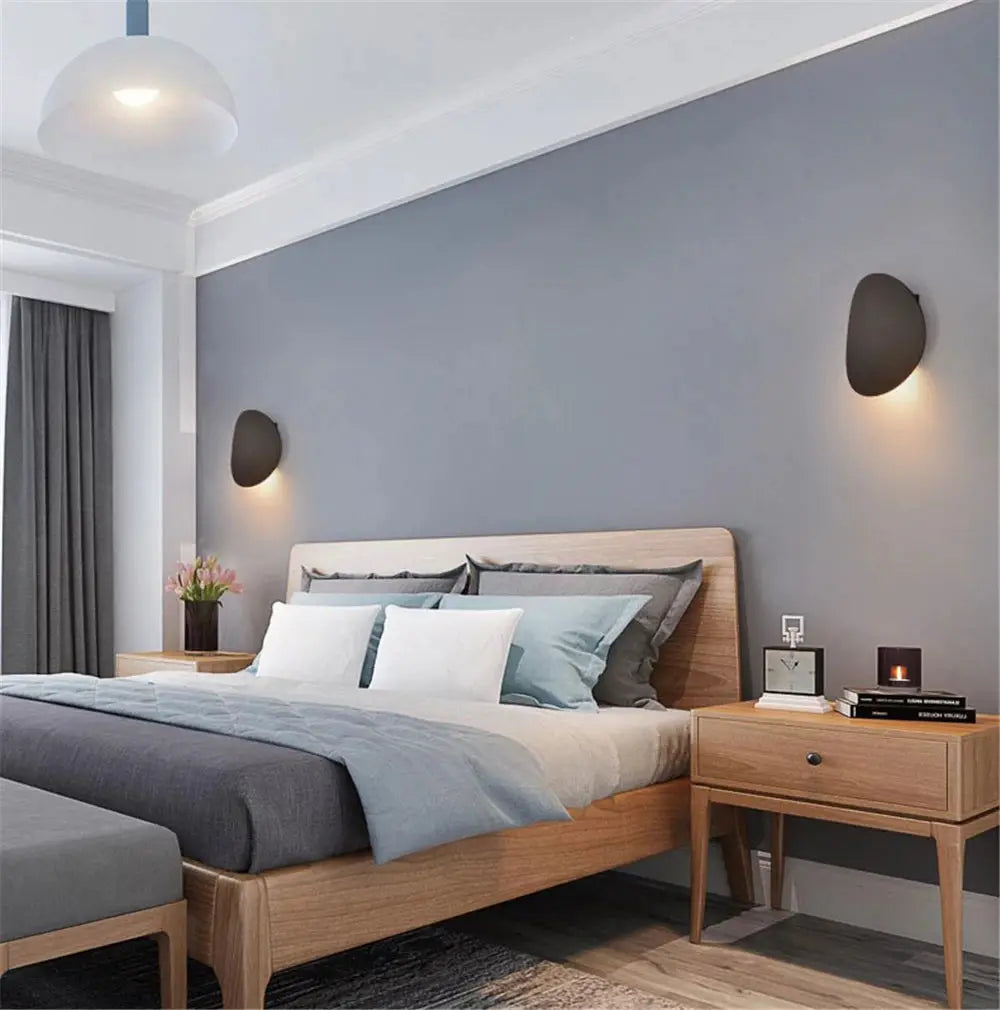 LED indoor wall lamps, two black aluminum fixtures for modern bedroom and living room lighting