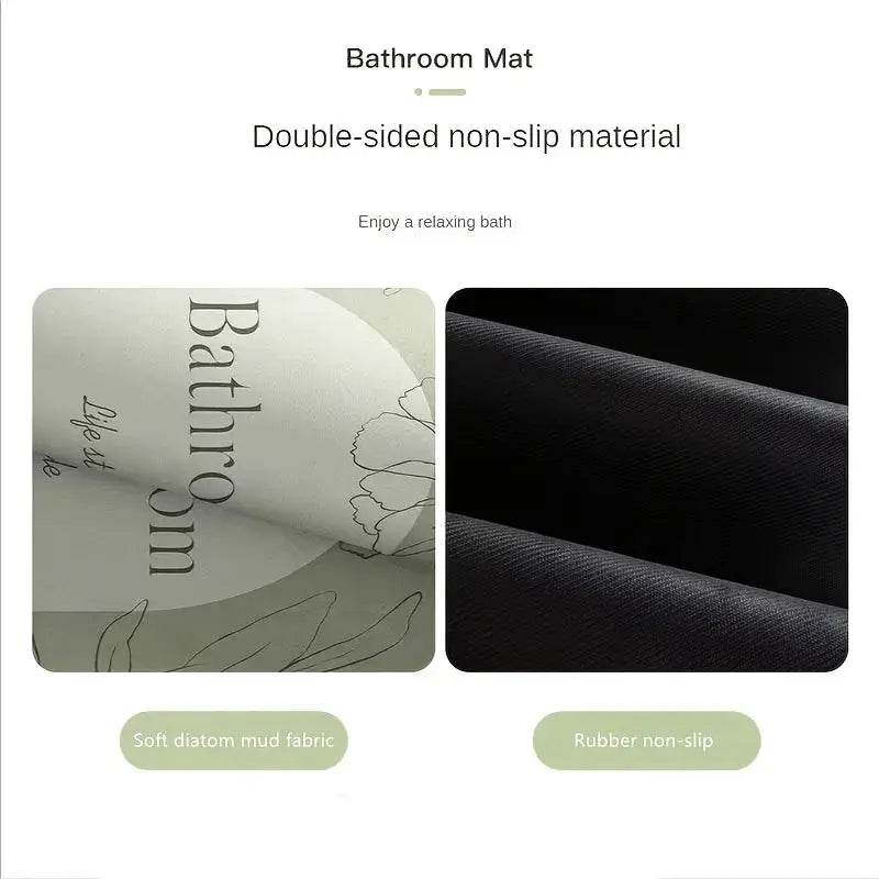 Simples Market bathroom mat with soft diatom mud fabric and rubber non-slip backing, double-sided for bathroom entry