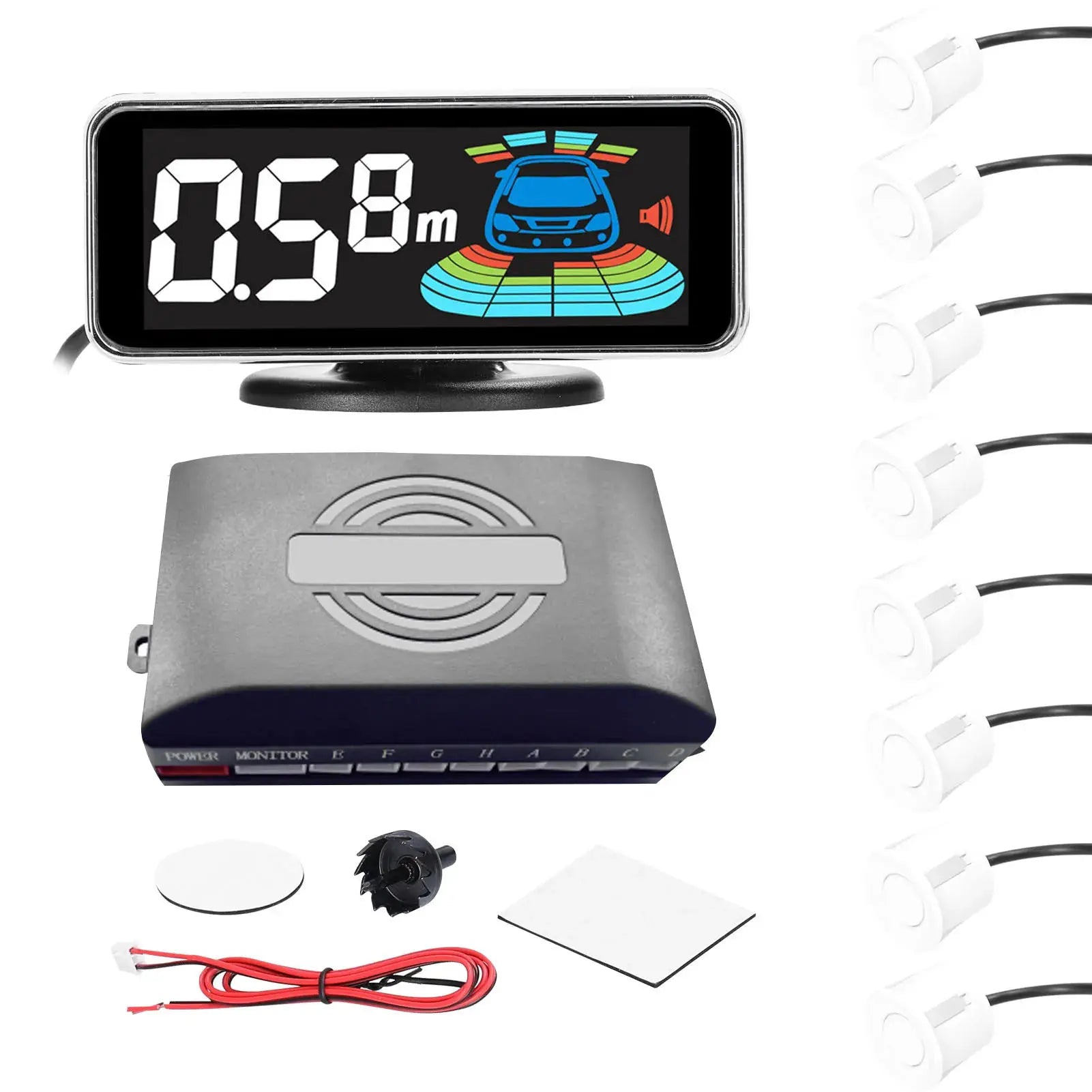 Simples Market car parking sensor system with LCD display, 4 probes, rear radar, buzzer