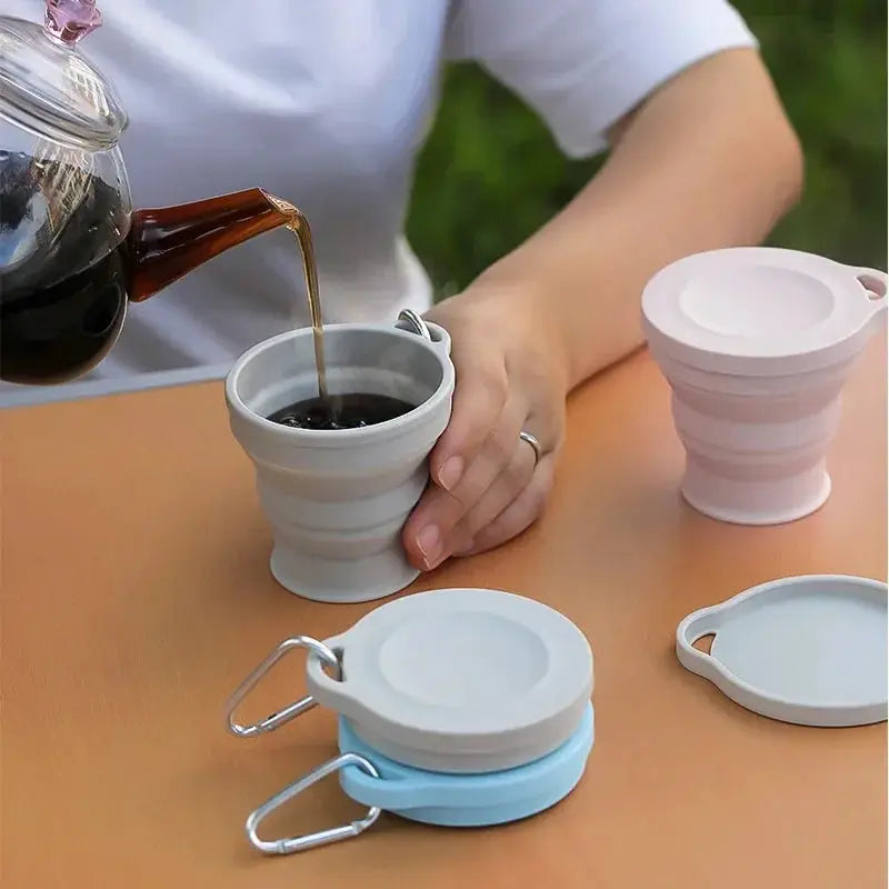 Outdoors Silicone Folding Cup With Hanging Hole For Travel Water Cup Portable Wash Cup Fashion Travel Silicone Cup