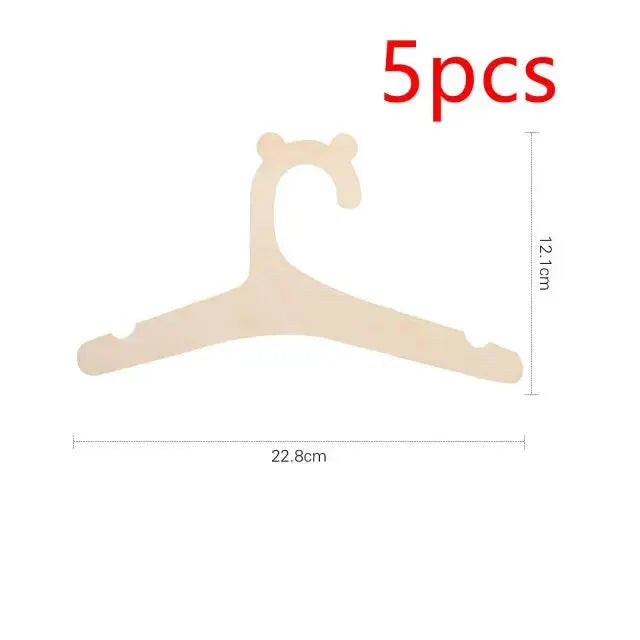 Bear-shaped wooden baby clothes hangers, 5 pcs, Simples Market, natural wood nursery decor