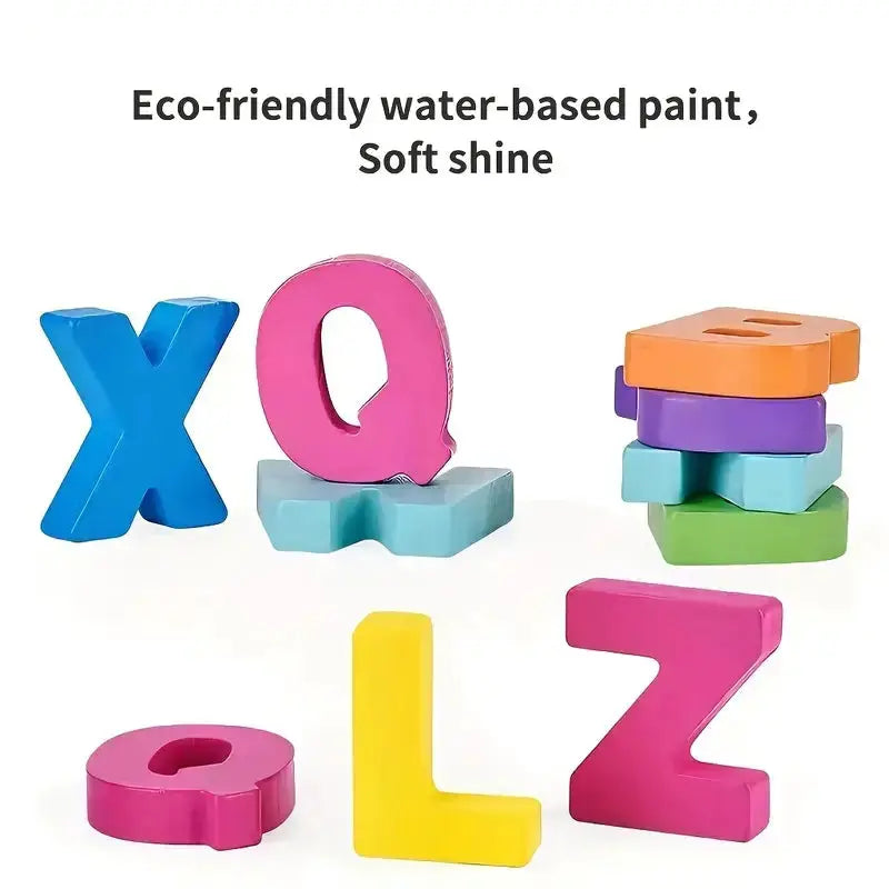 Colorful Alphabet and Number Wooden Puzzles for Kids Intelligent Matching Game Preschool Educational Toy