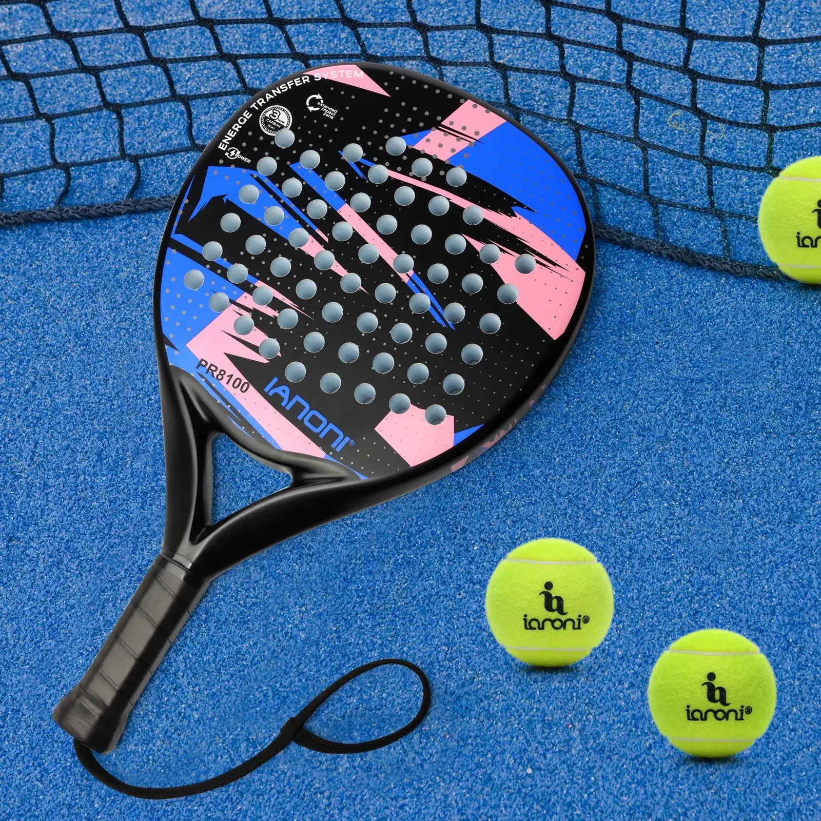 IANONI Padel Racket Carbon Fiber Surface With EVA Memory Flex Foam Core Lightweight Racquet