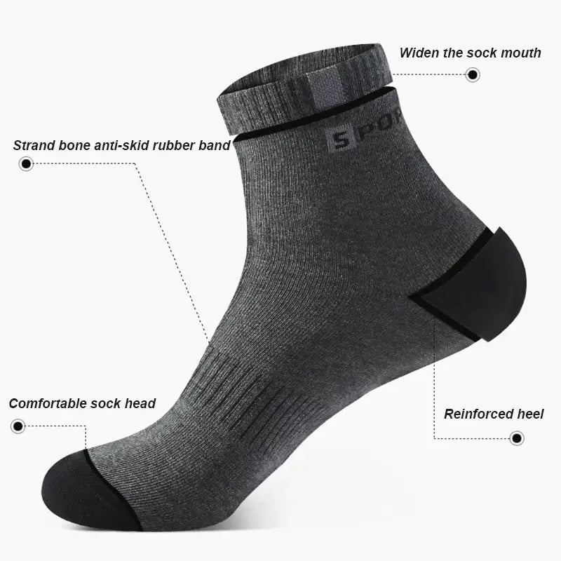 5 Pairs Mens Cotton Socks Breathable Sports Crew Socks With Letter Design Elastic High Comfort Summer