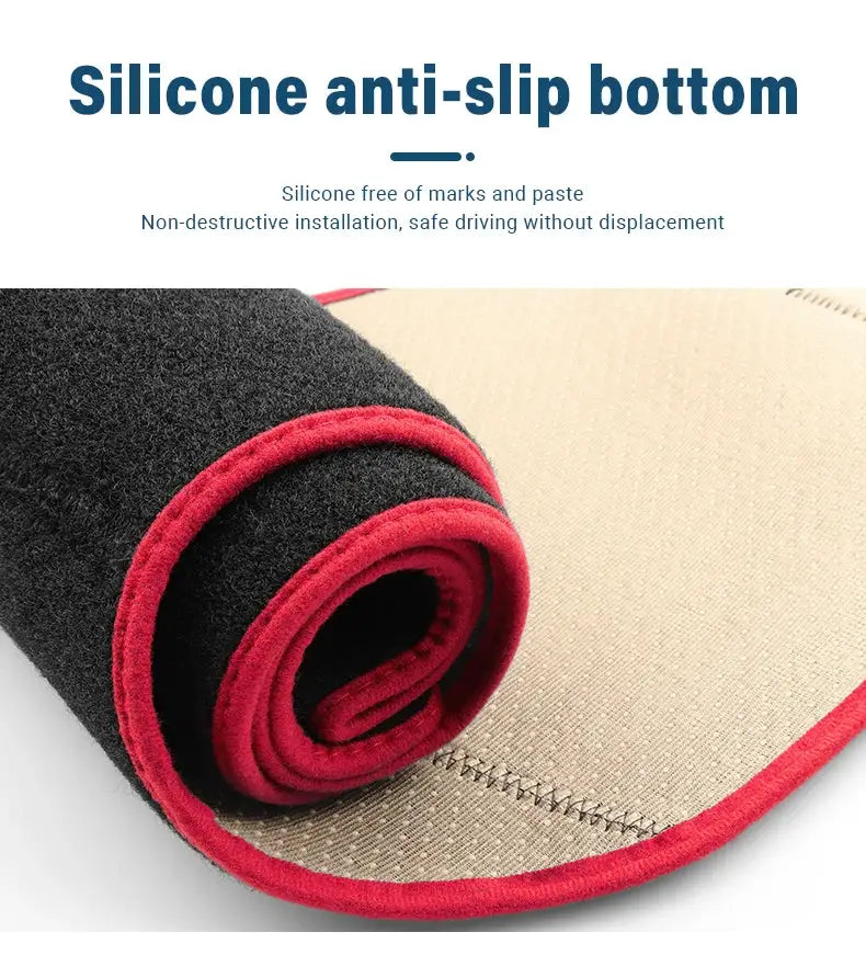 Dashboard mat silicone anti-slip by Simples Market, black with red edge for Toyota Corolla E210