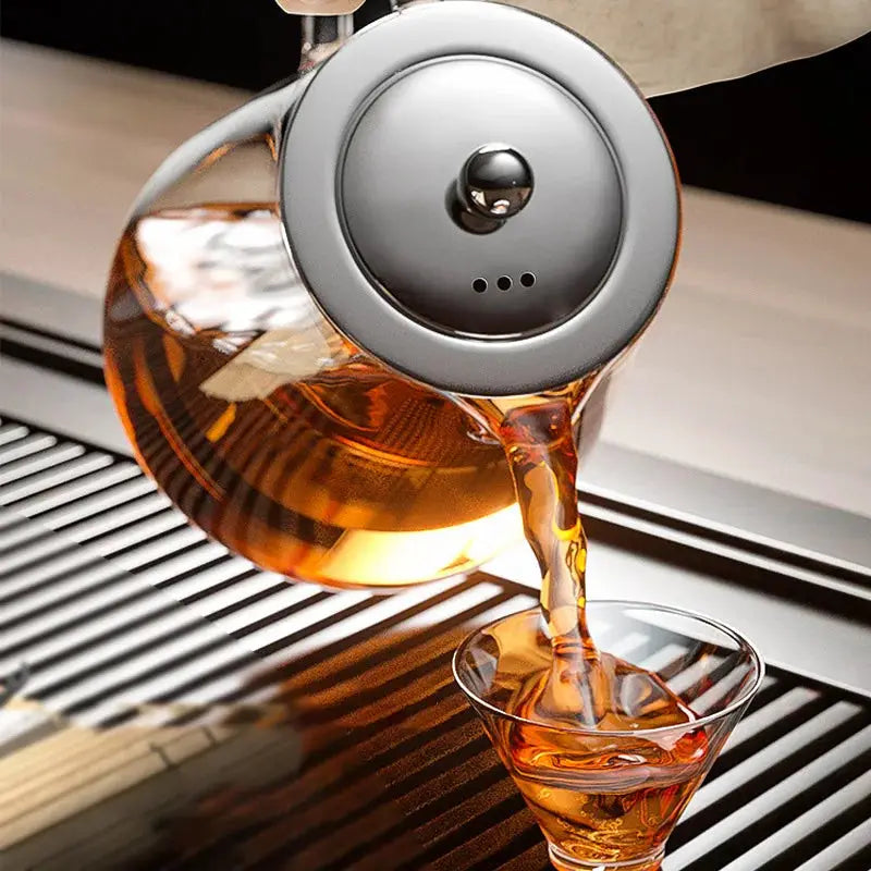 CrystalGlass Heat Resistant Glass Teapot With Stainless Steel Infuser Flower Kettle For Puer And Oolong Tea