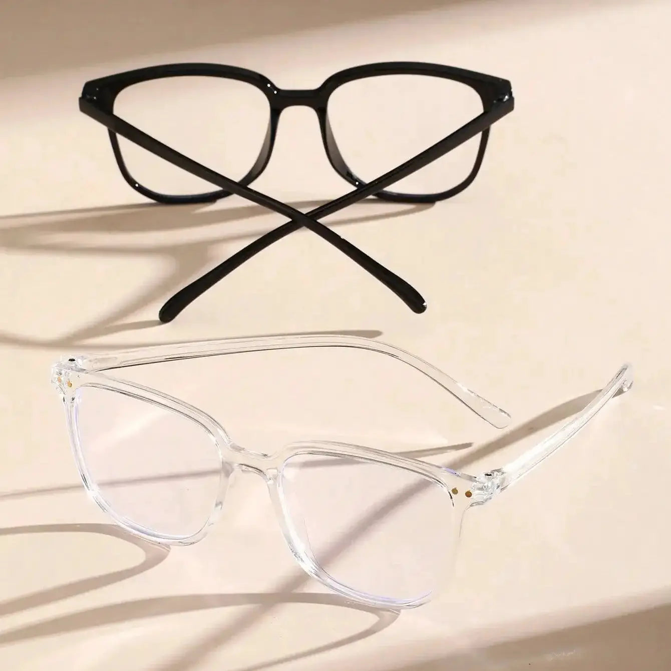 NovaSight Unisex Classic Square Frame Glasses Two Piece Set Lightweight Titanium Plastic Frames For All Day Comfort