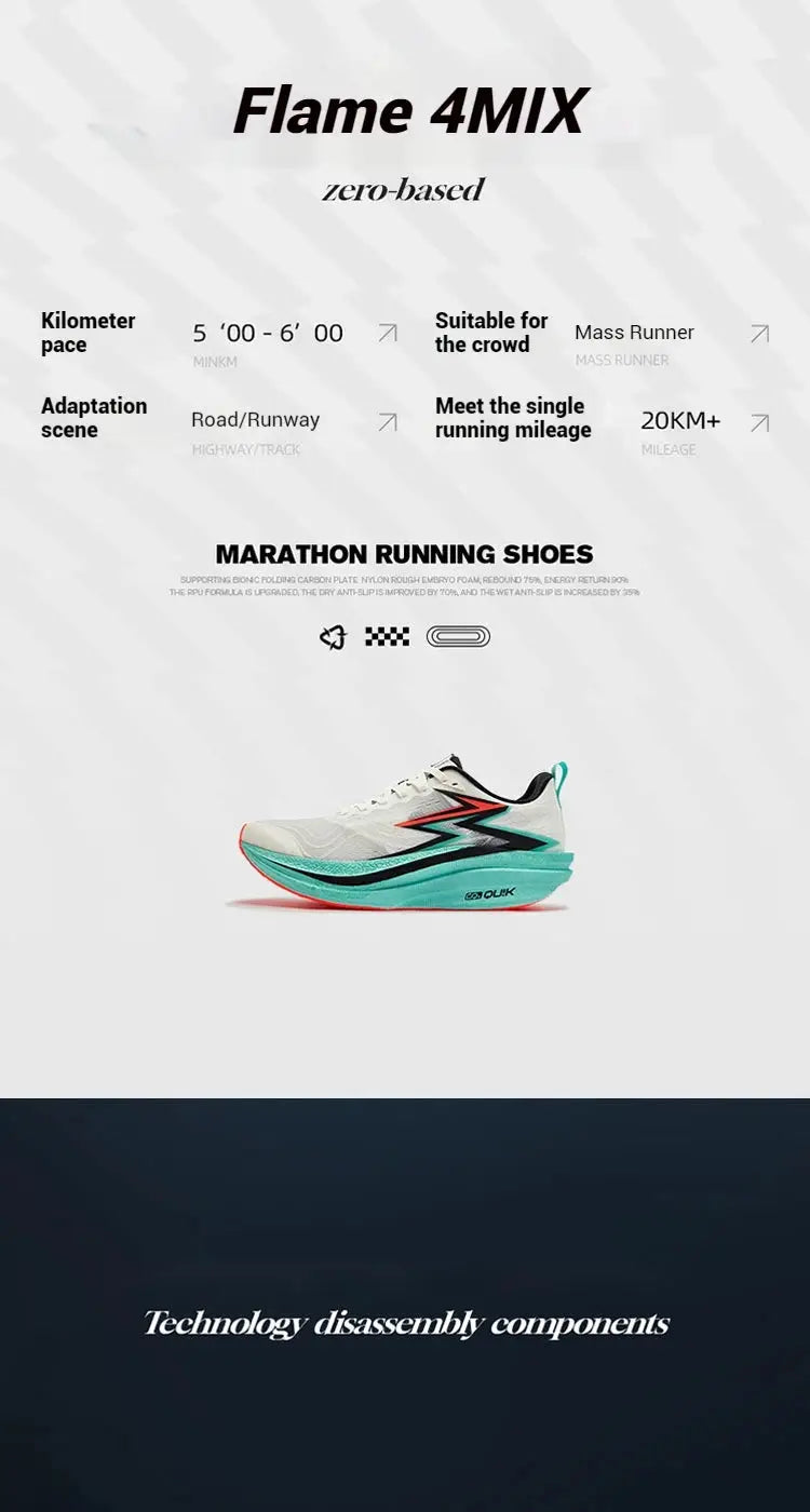 361 Degrees Flame 4MIX men's running shoes, white upper and teal midsole